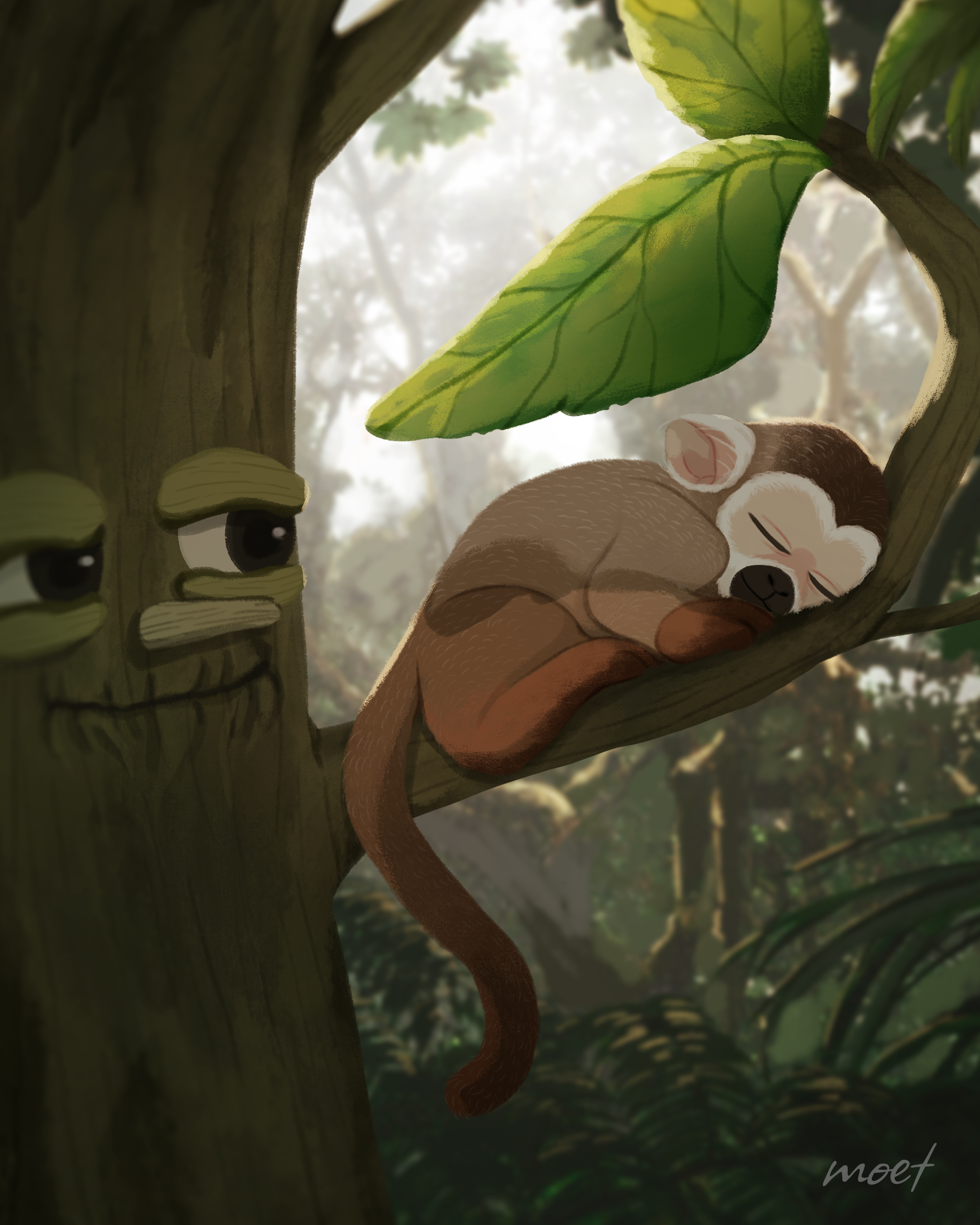 Monkey resting on a tree – 나무 위에서 휴식하는 원숭이